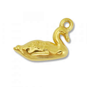 Stainless Steel - Rostfrei Stahl Anh&auml;nger Schwan Gold