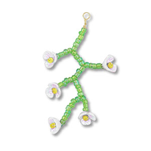 Anh&auml;nger Glasperlen Blume Transparent green-white AB-yellow