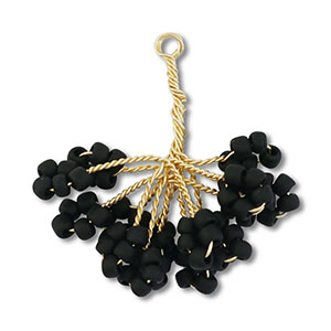 Anh&auml;nger Glasperlen Blume Gold-black