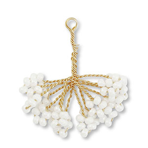 Anh&auml;nger Glasperlen Blume Gold-white