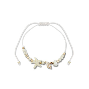Trendy Fusskettchen Gemischte Perlen White-gold