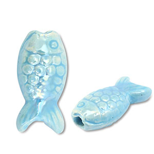DQ Griechische Keramik Perlen Fisch Light blue
