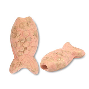 DQ Griechische Keramik Perlen Fisch Pink-gold