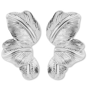 Trendy Ohrringe Blatt Silver