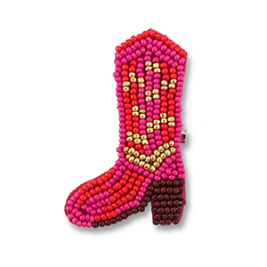 Broschen Cowboystiefel Pink-red-gold