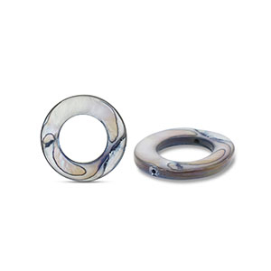 Muschel Perlen 15mm Rund Grey