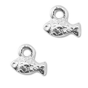 Metall Anh&auml;nger DQ Fisch Antik silber (Nickelfrei)