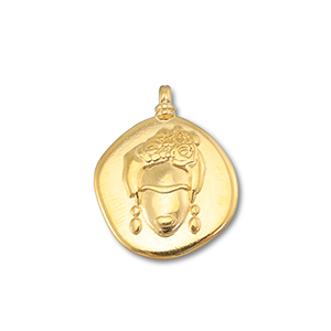 Metall Anh&auml;nger DQ Frida Kahlo Gold (Nickelfrei)