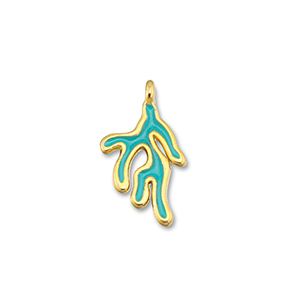 Metall Anh&auml;nger DQ Koralle Turquoise blue-Gold (Nickelfrei)
