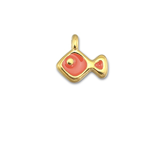 Metall Anh&auml;nger DQ Fisch Coral red-Gold (Nickelfrei)