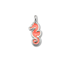 Metall Anh&auml;nger DQ Seepferdchen Coral red-Antik silber (Nickelfrei)