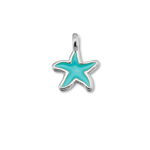 Metall Anh&auml;nger DQ Seestern Turquoise blue-Antik silber (Nickelfrei)