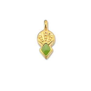 Metall Anh&auml;nger DQ Rhombus Light green-Gold (Nickelfrei)