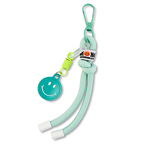 Schl&uuml;sselanh&auml;nger Smiley mit Kordel Mint-neon yellow-white