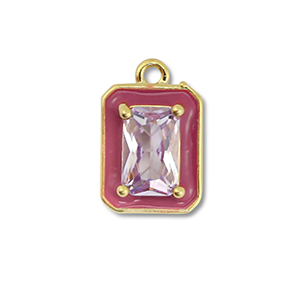 Brass TQ Metall Anh&auml;nger Rechteck Gold-purple