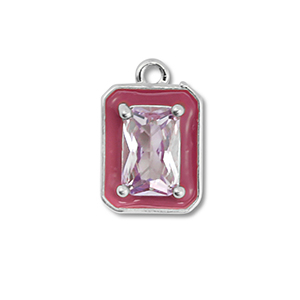 Brass TQ Metall Anh&auml;nger Rechteck Silver-purple