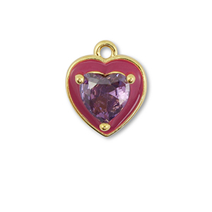 Brass TQ Metall Anh&auml;nger Herz Gold-purple