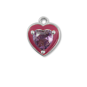 Brass TQ Metall Anh&auml;nger Herz Silver-purple