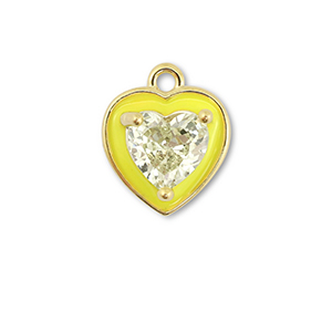 Brass TQ Metall Anh&auml;nger Herz Gold-neon yellow-light yellow