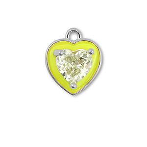 Brass TQ Metall Anh&auml;nger Herz Silver-neon yellow-light yellow