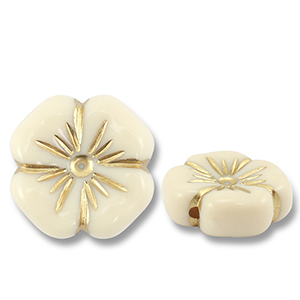 Acrylperlen Blume Off white-gold