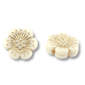 Acrylperlen Blume Off white-gold
