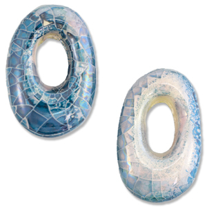 DQ Griechische Keramik Perlen Oval Mosaik Brisk blue-off white-lila