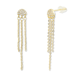 Brass TQ Metall Ohrringe / Ohrstecker Qualle Gold-transparent
