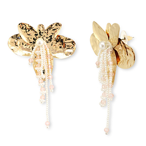Trendy Ohrringe Blume Gold-white-light pink