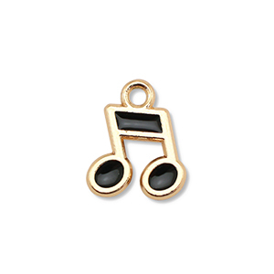 Metall Anh&auml;nger Enamel Musiknote Gold-black
