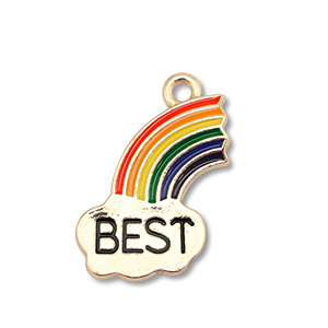 Metall Anh&auml;nger Enamel Regenbogen "best" Gold-multicolour