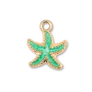Metall Anh&auml;nger Enamel Seestern Gold-ocean green