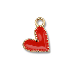 Metall Anh&auml;nger Enamel Herz Gold-red