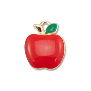 Metall Anh&auml;nger Enamel Apfel Gold-red-green