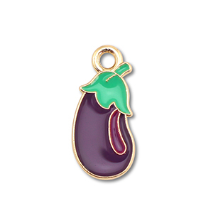 Metall Anh&auml;nger Enamel Aubergine Gold-dark purple-green