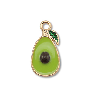 Metall Anh&auml;nger Enamel Avocado Gold-olive green