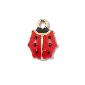 Metall Anh&auml;nger Enamel Marienk&auml;fer Gold-red-black