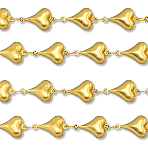 Stainless Steel - Rostfrei Stahl Schmuckzubeh&ouml;r Gliederkette Herz Gold