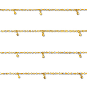 Stainless Steel - Rostfrei Stahl Schmuckzubeh&ouml;r Gliederkette mit Kugel Gold
