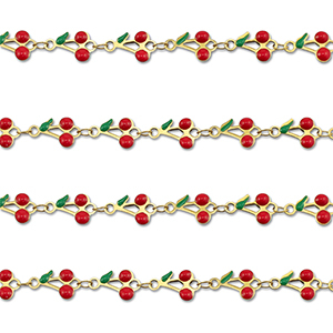 Stainless Steel - Rostfrei Stahl Schmuckzubeh&ouml;r Gliederkette Kirschen Gold-red-green