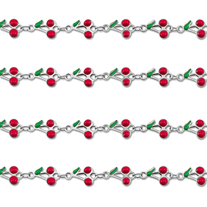 Stainless Steel - Rostfrei Stahl Schmuckzubeh&ouml;r Gliederkette Kirschen Silver-red-green