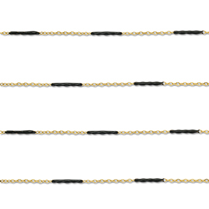Stainless Steel - Rostfrei Stahl Schmuckzubeh&ouml;r Gliederkette L&auml;nglich Gold-black