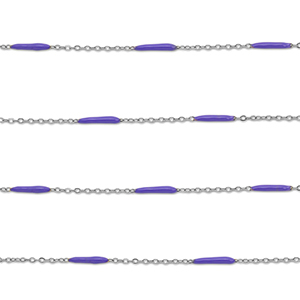 Stainless Steel - Rostfrei Stahl Schmuckzubeh&ouml;r Gliederkette L&auml;nglich Silver-purple
