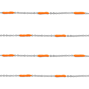 Stainless Steel - Rostfrei Stahl Schmuckzubeh&ouml;r Gliederkette L&auml;nglich Silver-orange
