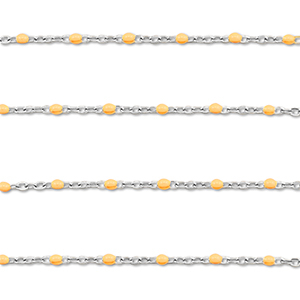 Stainless Steel - Rostfrei Stahl Schmuckzubeh&ouml;r Gliederkette 1mm Silver-peach orange
