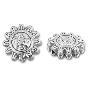 Stainless Steel - Rostfrei Stahl Perlen Blume mit Gesicht Silver