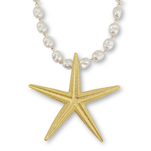 Statement Ketten Imitationsperlen mit Seestern White-gold