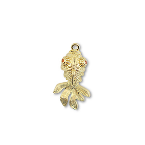 Brass TQ Metall Anh&auml;nger Fisch Gold-orange