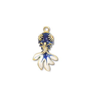 Eco-brass&reg; (nachaltiges Messing) Anh&auml;nger Fisch Gold-dark blue-white