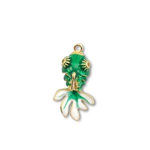 Eco-brass&reg; (nachaltiges Messing) Anh&auml;nger Fisch Gold-green-white